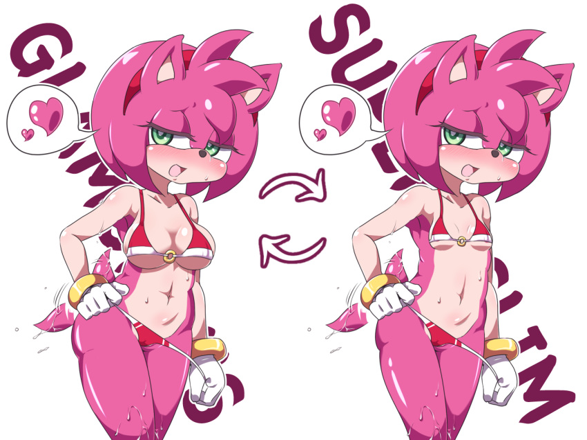 amy_rose bikini green_eyes mobian_(species) pink_hair tagme