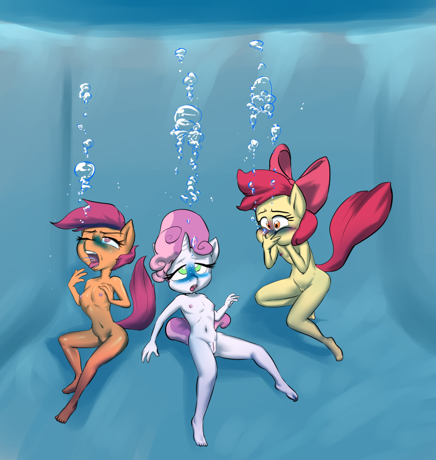 3girls anthro apple_bloom apple_bloom_(mlp) barefoot breasts byondrage cutie_mark_crusaders cutie_mark_crusaders_(mlp) drowning feet female female_only friendship_is_magic furry hasbro my_little_pony navel nipples nude pony pool pussy scootaloo scootaloo_(mlp) skinny_dipping small_breasts sweetie_belle sweetie_belle_(mlp) tagme underwater water