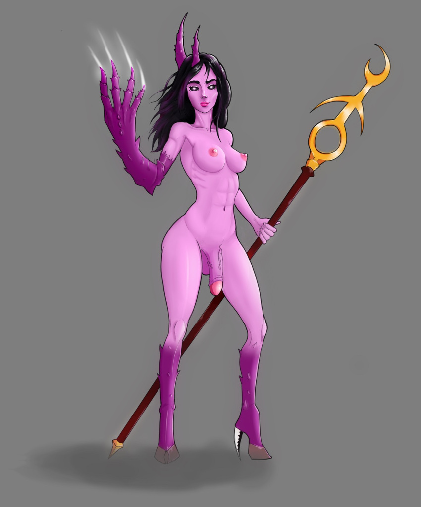 badley black_hair breasts claws daemon daemon_girl daemonette demon demon_girl futanari high_heels hoof horns long_hair nipples pink_nipples pink_skin warhammer_(franchise) warhammer_40k warhammer_fantasy