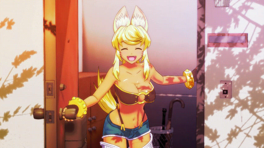 1girl 3d animal_ears female neko seismic short_shorts ōkami_shōjo_to_issho