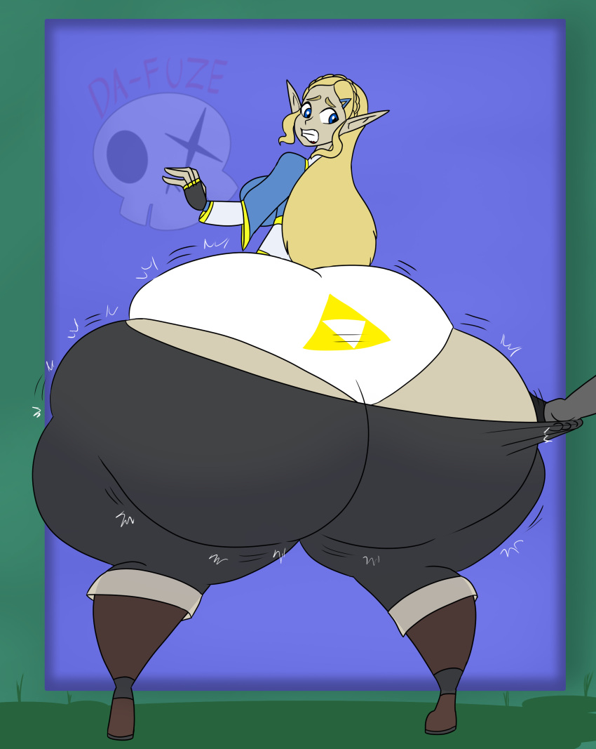 1girl 1girl ass ass_cleavage big_ass big_ass big_breasts blonde_hair blue_eyes boots bottom_heavy breath_of_the_wild bubble_ass bubble_butt da-fuze dumptruck_ass fat_ass fat_butt female_only fingerless_gloves full_of_gas huge_ass huge_ass hylian hylian_ears hyper hyper_ass hyper_thighs insanely_hot large_ass large_butt leggings leggings_down light-skinned_female light_skin long_ears long_hair looking_back panties pants pants_down princess_zelda sexy sexy_ass smelly_ass tears_of_the_kingdom the_legend_of_zelda the_legend_of_zelda:_breath_of_the_wild the_legend_of_zelda:_tears_of_the_kingdom thick_ass thick_thighs tight_pants triforce_mark triforce_panties wide_hips zelda_(breath_of_the_wild)