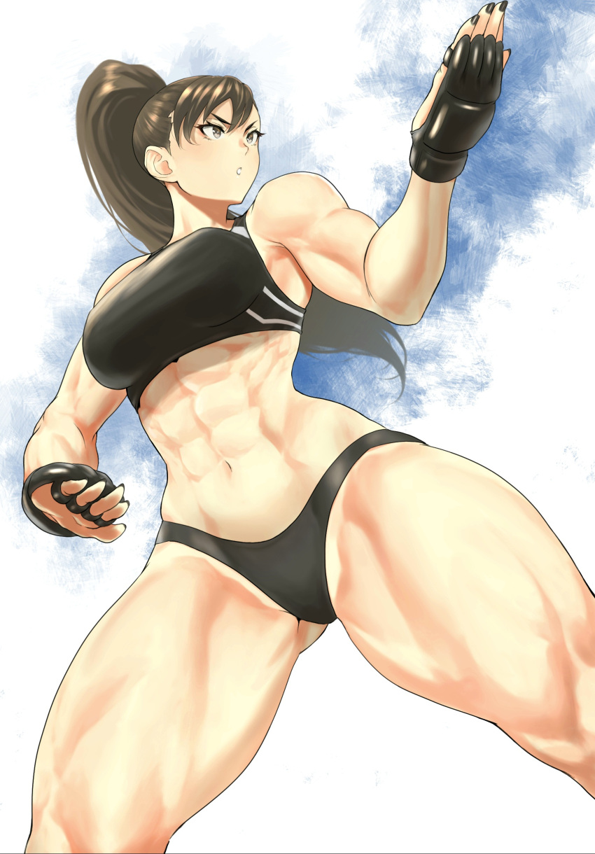 1girl absurd_res alluring athletic_female capcom chun-li female_abs fingerless_gloves fit_female full_body high_res muscular muscular_female panties sexy sports_bra street_fighter