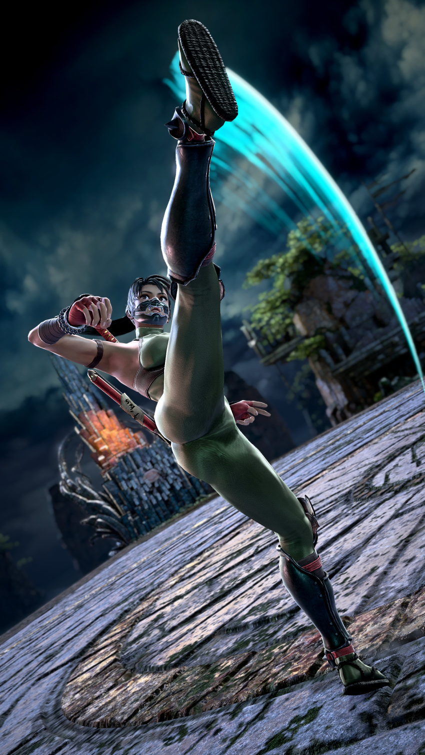 1girl alluring female_abs fit_female high_kick insanely_hot kick kicking kunoichi soul_calibur soul_calibur_ii soul_calibur_iii soul_calibur_vi taki taki_(soulcalibur)