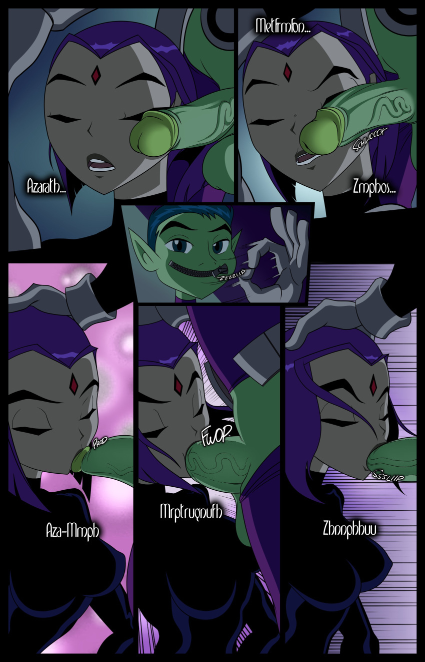 1boy 1girl beast_boy big_breasts comic dc_comics dcau green_skin incogneato intimate_meditation male male/female pale-skinned_female rachel_roth raven_(dc) short_hair superhero superheroine tagme warner_brothers