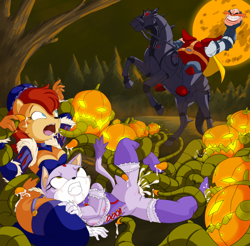 blaze_the_cat bodalack cum cum_in_pussy cum_inside furry pumpkin robotnik sally_acorn sega sonic_(series) tentacle