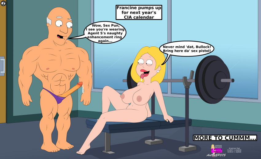 american_dad avery_bullock big_breasts big_nipples big_penis blonde_hair bodybuilder cia curvy dripping drooling edit francine_smith gp375 gym ripped rompguy rompguy♥ rompguylove sexpun_t'come small_waist tongue tongue_out