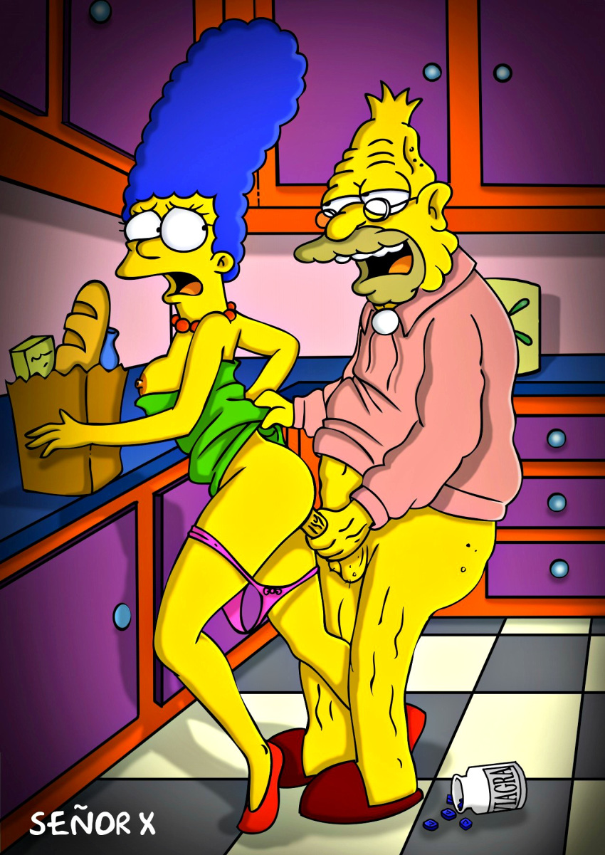 anal breasts marge_simpson nipples penis senor_x_(artist) the_simpsons yellow_skin