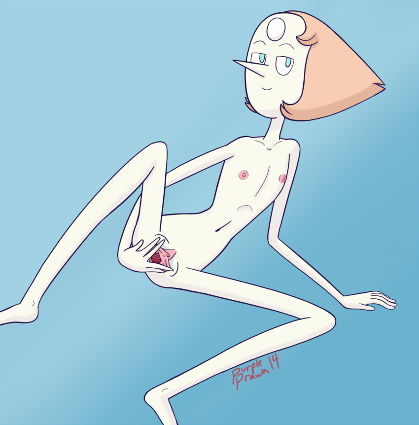 clitoris flat_chest nude pearl_(steven_universe) purple_prawn_(artist) pussy skinny smile steven_universe vagina