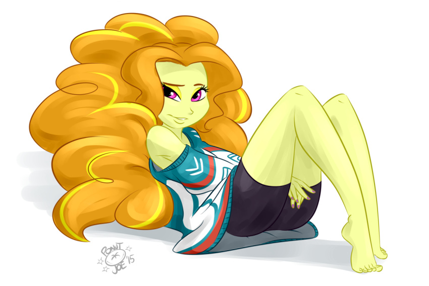 1girl 2015 adagio_dazzle barefoot equestria_girls feet female female_only friendship_is_magic hands_between_legs hands_between_thighs long_hair my_little_pony off_shoulder older older_female ponut_joe rainbow_rocks shoulders solo spats suggestive young_adult young_adult_female young_adult_woman