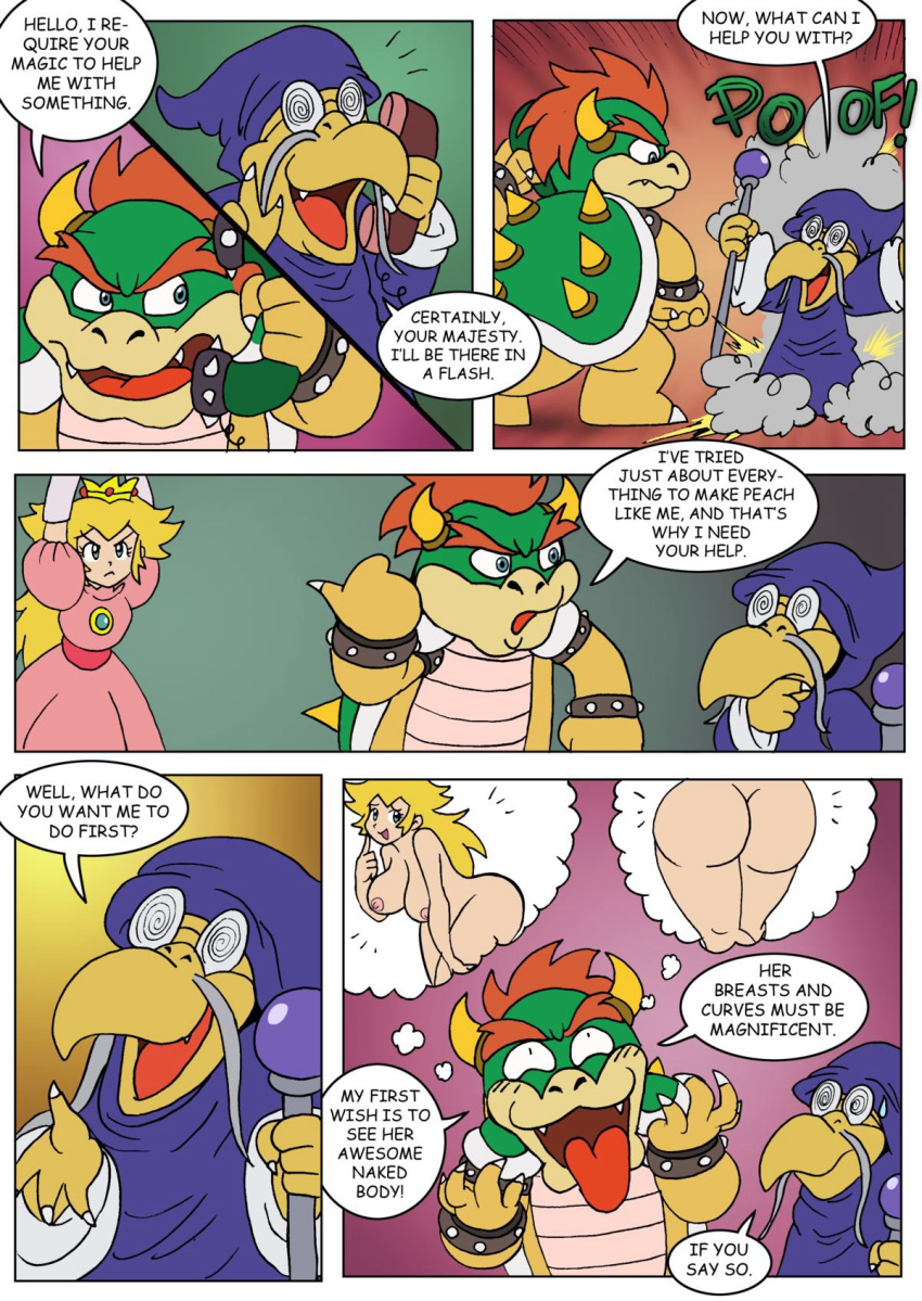 blonde_hair bowser comic glasses kamek nintendo peach's_tail_of_escape phone princess_peach super_mario_bros.