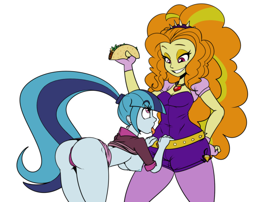 adagio_dazzle breasts cameltoe equestria_girls female_only friendship_is_magic my_little_pony nipples nudity panties pink_underwear questionable reiduran shipping sonagio sonata_bust sonata_donk sonata_dusk taco thong upskirt yuri