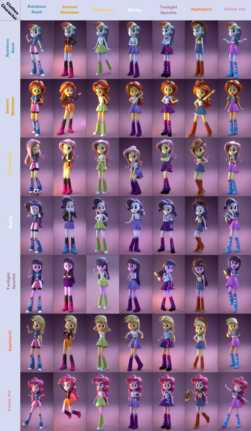 3d 3d_thread 4chan applejack blender clothes_swap compilation costume_switch creatorofpony equestria_girls figure fluttershy friendship_is_magic my_little_pony pinkie_pie rainbow_dash rarity sunset_shimmer twilight_sparkle