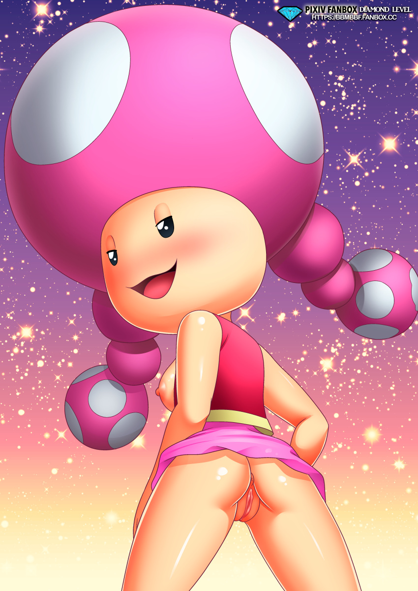 1girl anus ass bbmbbf blush breasts diamond_level female female_only looking_at_viewer mario_(series) nintendo nipples open_mouth palcomix pietros_secret_club pussy sideboob solo toadette tongue