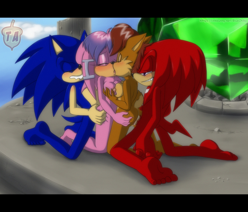 bluechika furry julie-su knuckles_the_echidna sally_acorn sega sonic_(series) sonic_the_hedgehog