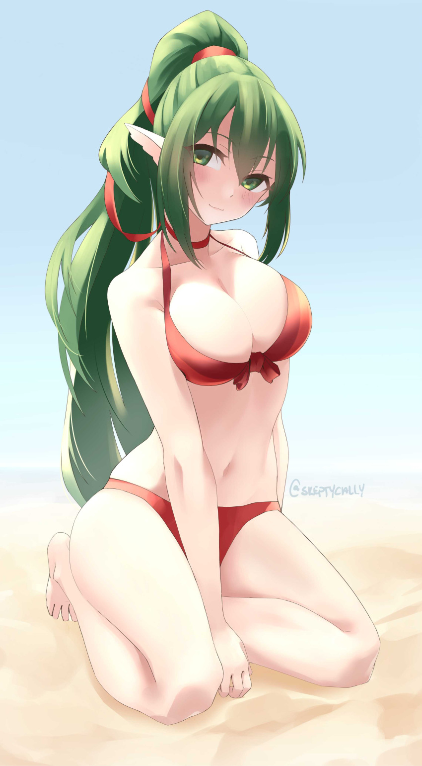 1girl 1girl 1girls 2d 2d_(artwork) 2d_artwork adult adult_female alluring ankles bare_arms bare_belly bare_calves bare_chest bare_hands bare_hips bare_knees bare_legs bare_midriff bare_navel bare_shoulders bare_skin bare_soles bare_thighs bare_toes barefoot big_breasts big_breasts big_breasts bikini bikini_bottom bikini_only bikini_top blush blush_face blushing_at_viewer blushing_female blushing_lines busty_female busty_girl calves cleavage closed_mouth_smile collarbone curvaceous curvaceous_body curvaceous_female curvaceous_figure curvaceous_hips curvy curvy_body curvy_female curvy_figure curvy_hips day daylight daytime digital digital_art digital_drawing digital_drawing_(artwork) digital_media digital_media_(artwork) elf elf_ear elf_ears elf_female elf_girl exposed_arms exposed_belly exposed_chest exposed_hips exposed_legs exposed_midriff exposed_navel exposed_shoulders exposed_skin exposed_thighs exposed_toes feet female_focus female_only fingers fire_emblem fire_emblem_heroes fire_emblem_warriors front-tie_bikini front-tie_bikini_top full_body green-eyed_female green-haired_female green_eyes green_hair grin hair_between_eyes half-dressed half_naked halterneck high_res high_resolution hourglass_figure intelligent_systems knees large_boobs lean_figure legs legs_folded light_smile long_hair looking_at_viewer mature mature_female midriff naked_female naked_woman narrow_waist navel nude nude nude_female outdoor outside outside pointy_ears ponytail red_bikini red_bikini_bottom red_bikini_top red_swimsuit red_swimwear seiza semi_nude shoulders simple_background sitting sitting_on_floor sitting_on_ground sitting_on_knees skeptycally slender_body slender_waist slim_waist smile smiley_face smiling_at_viewer string_bikini swimsuit swimwear thick_thighs thighs tiki_(adult)_(fire_emblem) tiki_(fire_emblem) tiki_(fire_emblem)_(adult) toes wide_hips