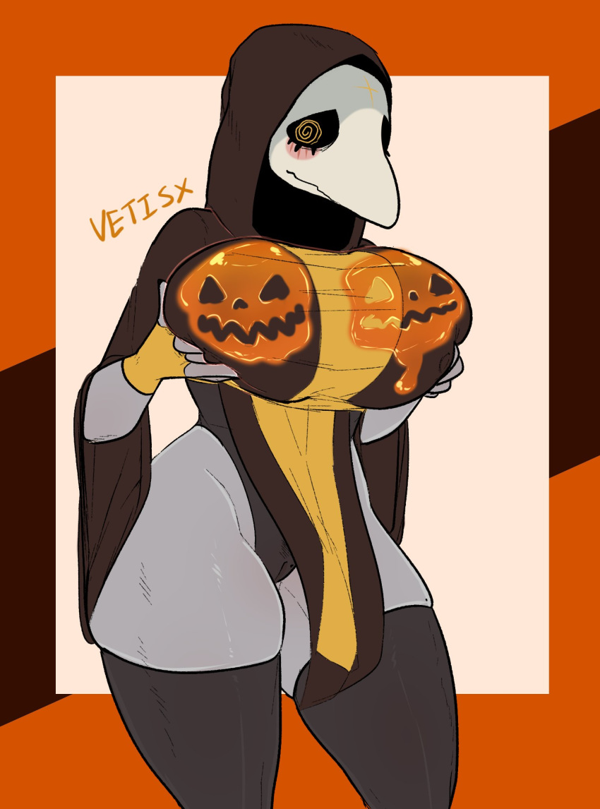 1girl big_breasts breasts halloween leotard plaguemom_margaret revealing_clothes vetis