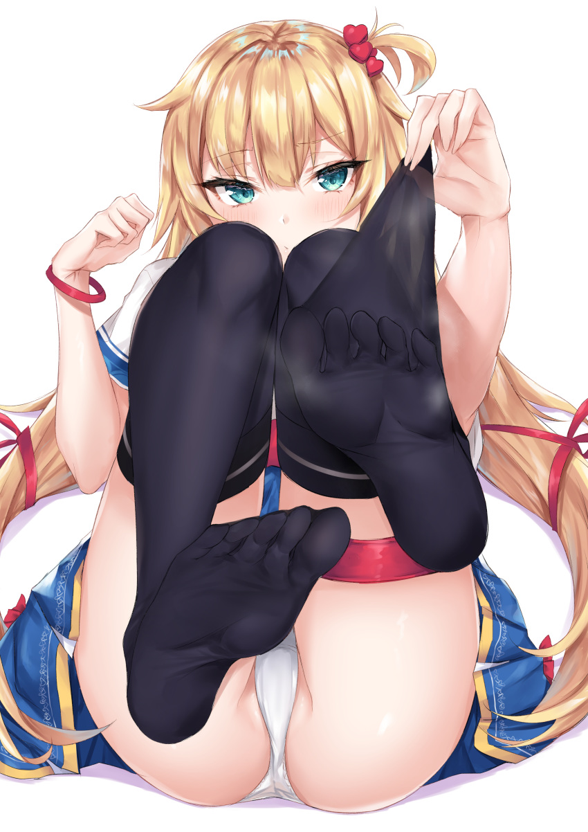 akai_haato ass big_breasts blonde blue_eyes breasts coffeedog feet garter high_resolution hololive panties school_uniform skirt skirt_lift stockings underwear undressing uniform very_high_resolution virtual_youtuber