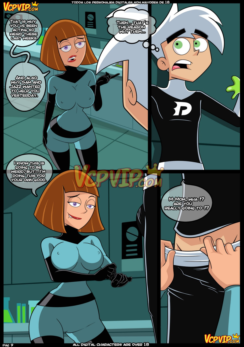 big_ass big_breasts bodysuit cartoon comic croc_(artist) danny_fenton danny_phantom danny_phantom_(character) english_text ghost_puberty_3_(danny_phantom) incest madeline_fenton male/female mother_&_son mother_and_son nickelodeon superhero teen text