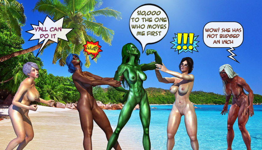 3d 3d_(artwork) cattleya ero_waifu green_skin hulk_(series) isabella_valentine jennifer_walters marvel marvel_comics newhere nude queen's_blade schoolgirl she-hulk soul_calibur superheroine usernewhere waifu waifu2x