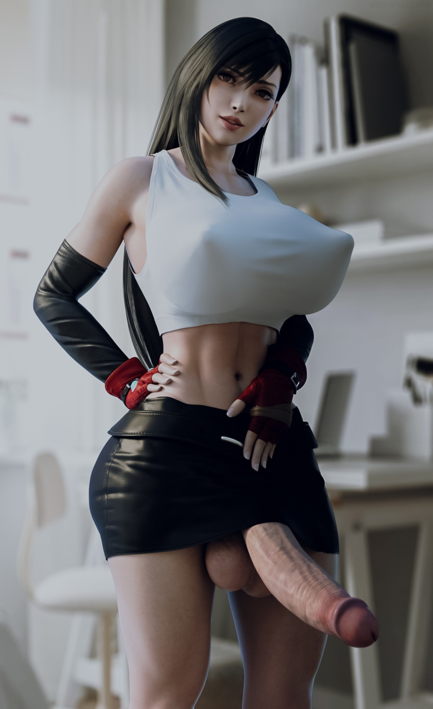 1futa 3d balls balls_under_clothes big_breasts big_penis black_hair bottomless_skirt breasts curvy erect_nipples erection erection_under_clothes erection_under_skirt final_fantasy final_fantasy_vii futa_only futa_sans_pussy futanari gloves huge_balls huge_breasts huge_cock huge_penis hyper hyper_penis ineffective_clothing large_balls looking_at_viewer nipple_bulge nipples penis penis_out penis_under_clothes penis_under_skirt realistic skirt skirt_lift solo_futa source_request spread_legs standing stevencarson tifa_lockhart toned wide_hips