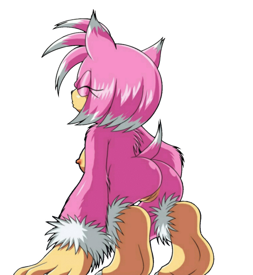 1girl amy_rose anthro ass breast claws feet furry howling palcomix pussy sega sideboob simple_background soles sonic sonic_the_hedgehog sonic_unleashed transparent_background video_games werehog