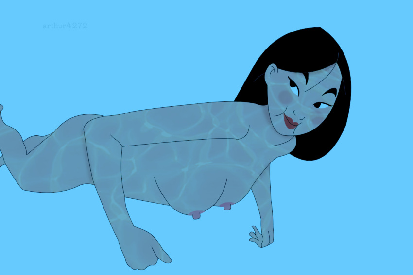 1girl arthur4272 disney fa_mulan female mulan nude solo tagme underwater