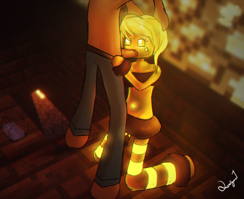 fellatio gif glowing interspecies magma_cube minecraft qwertyas1 steve_(minecraft)