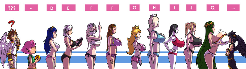 ass axel-rosered bikini bra breast_size_difference breasts clothed dark_pit fire_emblem kid_icarus lucina lucina_(fire_emblem) metroid nude palutena panties pit princess_peach princess_rosalina princess_zelda robin_(fire_emblem) robin_(fire_emblem)_(female) samus_aran sheik super_mario_bros. super_smash_bros. the_legend_of_zelda villager_(animal_crossing) villager_(doubutsu_no_mori) white_background wii_fit wii_fit_trainer zero_suit_samus