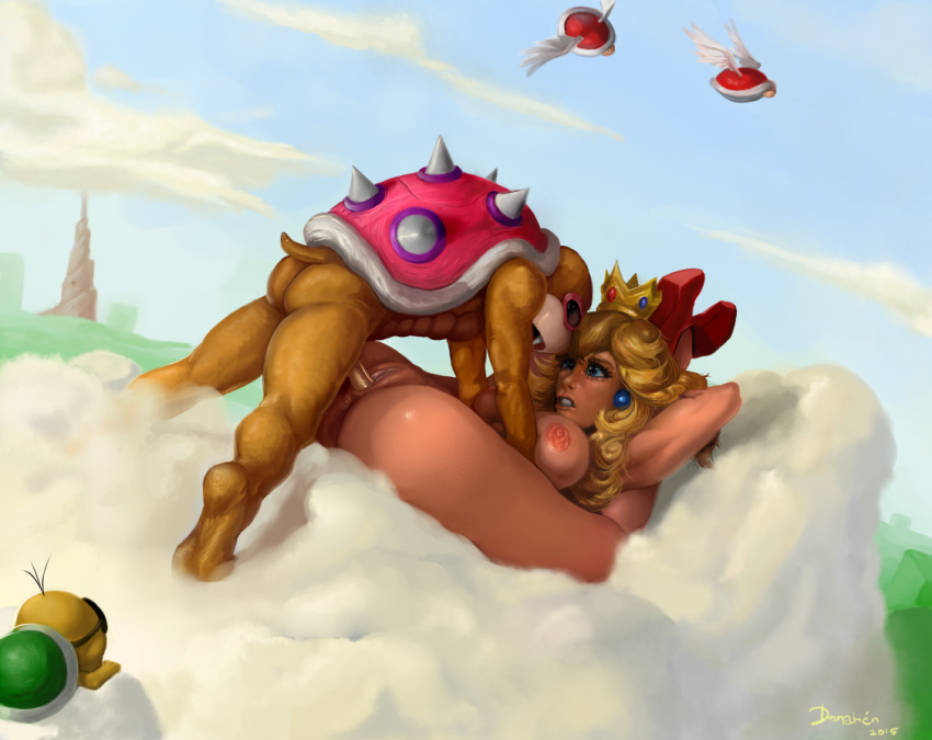 1boy 1girl 2015 anthro anus arm_support ass barefoot being_watched blonde_hair blue_eyes bondage breasts cloud crown duo duo_focus eyewear femsub flexible group hair helpless high_heels human human_on_anthro interspecies isatan jewelry koopa koopaling lakitu larger_female long_hair lying male/female maledom mammal mario_(series) missionary naked_footwear naked_heels nintendo nipples nude on_back outside para-beetle penetration princess_peach pussy rape reptile roy_koopa royalty scalie sex shell signature size_difference spikes spread_legs straight sunglasses super_mario_bros. super_mario_bros._3 tagme turtle vaginal