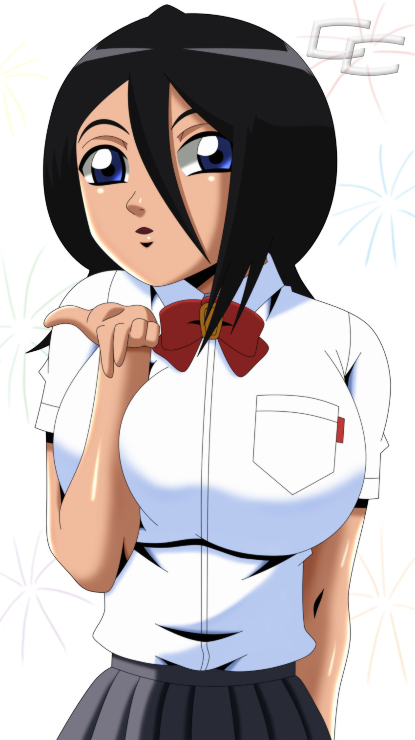 big_breasts black_hair bleach blue_eyes breasts crosscutter rukia_kuchiki