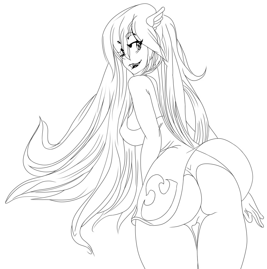 1girl ass big_breasts breasts cordelia cordelia_(fire_emblem) erect_nipples fire_emblem fire_emblem:_awakening fire_emblem_heroes long_hair looking_at_viewer looking_back monochrome naughty_face nightgown nintendo no_bra no_panties one_eye_closed pussy seductive_smile sideboob smile tagme very_long_hair wind_lift winger_hair_ornament wink