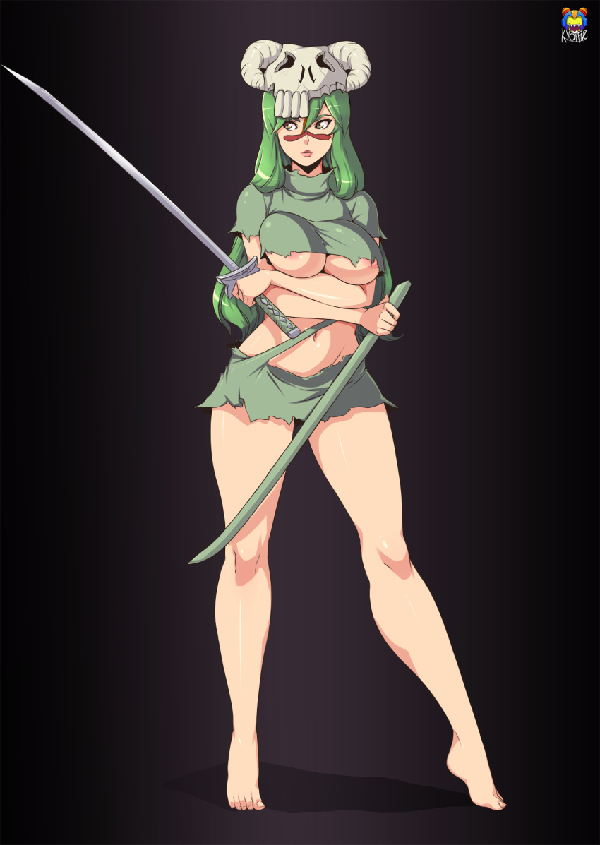 big_breasts bleach breasts female kyoffie nel nelliel_tu_odelschwanck shitapai solo sword weapon