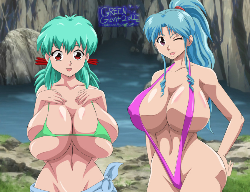 big_breasts bikini botan botan_(yu_yu_hakusho) breasts greengiant2012 huge_breasts sling_bikini swimsuit yu_yu_hakusho yukina yukina_(yu_yu_hakusho)