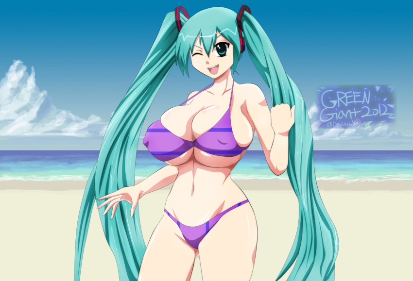 ;d beach big_breasts bikini breasts greengiant2012 hatsune_miku horizontal-striped_bikini horizontal-striped_bikini_top horizontal-striped_swimsuit horizontal-striped_swimsuit_top miku_hatsune purple_bikini purple_swimsuit smile striped_bikini striped_swimsuit swimsuit vertical-striped_bikini vertical-striped_bikini_bottom vertical-striped_swimsuit vertical-striped_swimsuit_bottom vocaloid wink