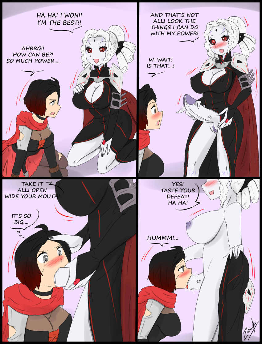 comic defeated dick_growth fellatio futanari rape ruby_rose rwby salem_(rwby) transformation zronku