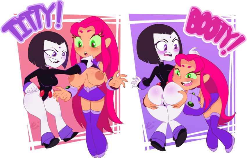 captainjerkpants dat_ass dc_comics dcau edit green_eyes raven_(dc) starfire tagme teen_titans teen_titans_go white_background