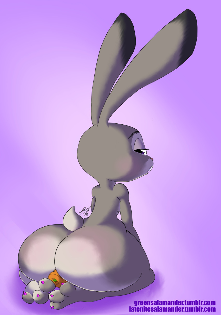 1girl 1girl anthro ass big_ass dildo disney furry greensalamander huge_ass judy_hopps lagomorph mammal masturbation penetration rabbit sex_toy thick_thighs wide_hips zootopia