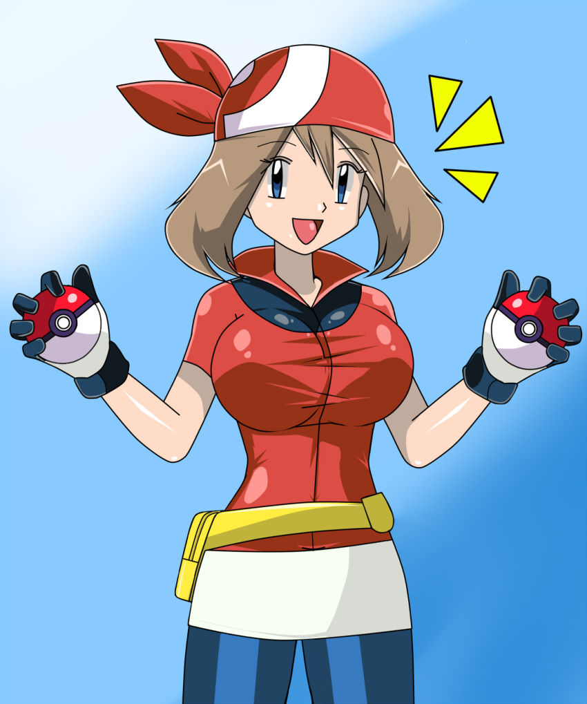 big_breasts breasts cellshadfan cellshadfan_(artist) cute haruka_(pokemon) holding_poke_ball looking_at_viewer may poke_ball pokemon pokemon_(anime) pokemon_(game) pokemon_rse