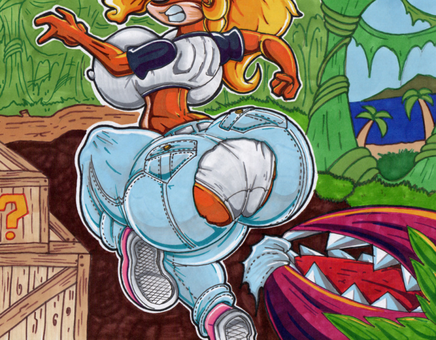 1girl anthro ass bandicoot big_ass big_breasts blonde_hair breasts coco_bandicoot crash_bandicoot_(series) flora_fauna furry hair huge_ass huge_breasts mammal marsupial plant sharp_teeth teeth video_games virus-20