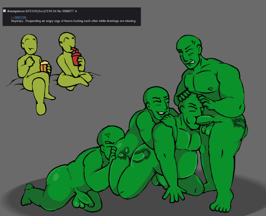 2026 anger_vein anonymous anonymous_male chubby chubby_male drawthread_request drink fellatio gay_sex infectionwww limited_palette male_focus nude nude_male orgy popcorn pussylicking yaoi