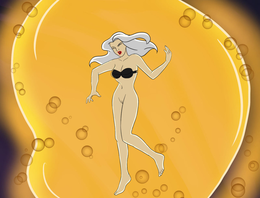 1girl barefoot black_cat_(marvel) bottomless bra breasts cleavage disney feet felicia_hardy female hockeyman975 marvel_comics navel parody pussy solo tagme the_little_mermaid underwater