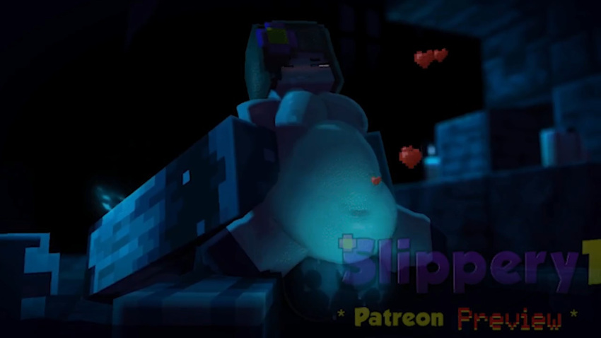 1boy 1girl 737 big_belly cumflation jenny_belle minecraft slipperyt warden_(minecraft)