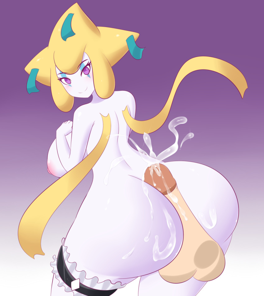 ass big_ass big_breasts big_penis big_testicles breasts cum cum_on_ass cum_shot female hotdogging human human_on_humanoid humanoid interspecies jirachi legendary_pokémon male nintendo nipples nude penis pokemon testicles