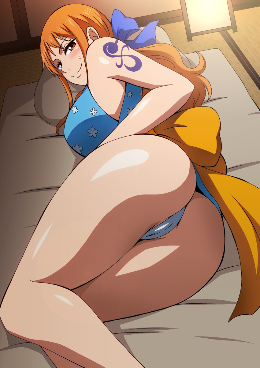 1girl 1girl big_breasts breasts fanbox_reward female_focus hara_(harayutaka) high_res long_hair mature mature_female nami one_piece orange_hair pixiv_fanbox post-timeskip solo_female tagme uncensored