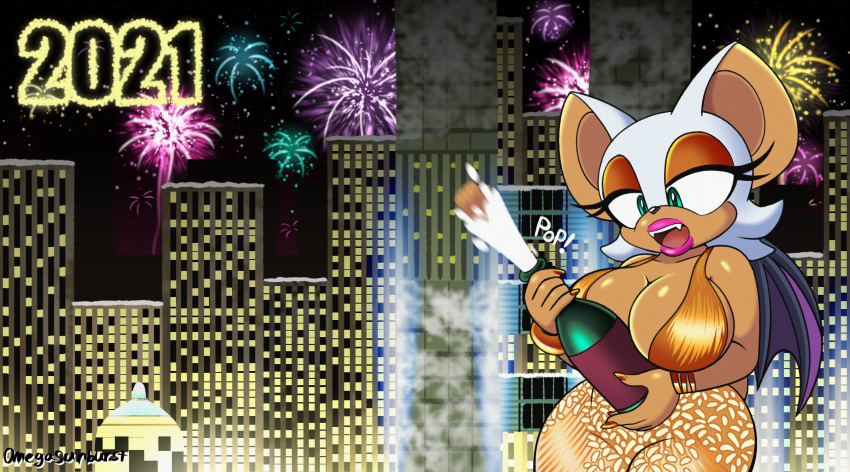 champagne furry furry_only happy_new_year omegasunburst rouge_the_bat sega solo_female sonic_(series) sonic_the_hedgehog_(series)