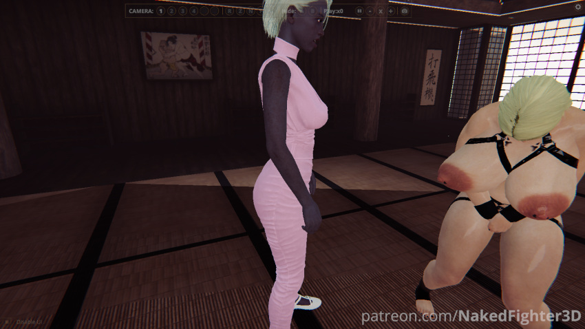 3d 3d_model arena bdsm bdsm_outfit big_areola big_breasts big_nipples blonde blonde_female blonde_hair breasts catfight catfights chubby chubby_female dark-skinned_female dark_skin dominant_female domination dominatrix female/female female_focus female_human fight fighter fighting fighting_game fighting_pose fighting_ring game gameplay_mechanics games huge_breasts mistress nakedfighter3d nipple_piercing screenshot short_hair shy small_waist submission submissive submissive_female white-skinned_female white_hair yuri