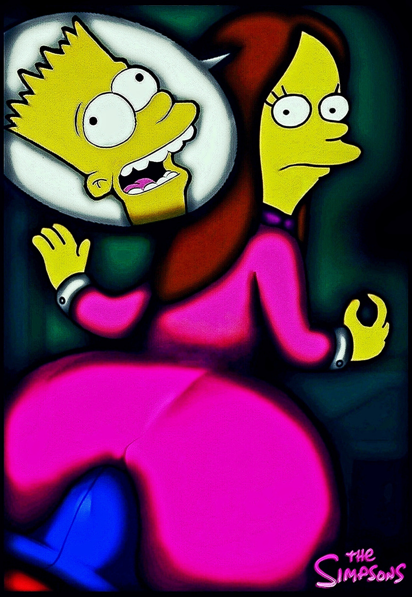 1girl 20th_century_fox 20th_century_studios accurate_art_style ahegao_face background_character bart_simpson blue_shorts blurred_background blurry_background boner brown_hair bulge_rubbing bulge_under_clothes buttjob buttjob_over_clothes clothed_female dry_humping edit edited_art edited_screencap erections eyelashes gigantic_ass green_background groping_ass hd little_penis logo ms_mallon older_female penis_in_ass penis_under_clothes pink_dress pink_logo purple_neckwear red_shirt sitting_on_penis small_penis smaller_male smiley_face speech_bubble teacher_and_student teacher_outfit the_simpsons tight_clothing wide_open_mouth yellow_body yellow_skin