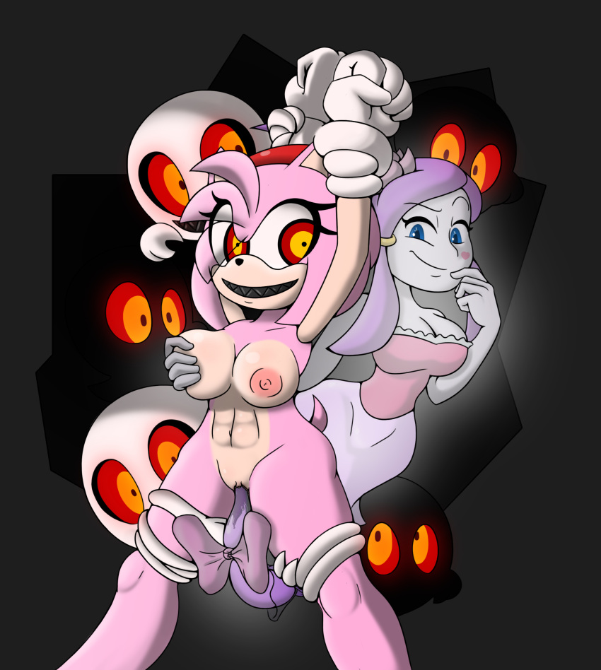 amy_rose anthro areolae big_breasts blue_eyes breasts cleavage clitoris erect_nipples female fingering ghost ghost_girl mind_control night_of_the_werehog nipples nude penetration possessed possession pussy pussy_juice raa_(sonic) sandunky sonic_(series) sonic_unleashed vaginal vaginal_penetration yuri