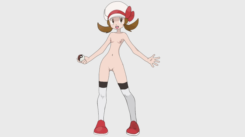 1girl breasts brown_hair female_human female_only female_teen hair hairless_pussy human human_only kotone lyra nipples nude pokemon pussy small_breasts teen young zxfreakkxz