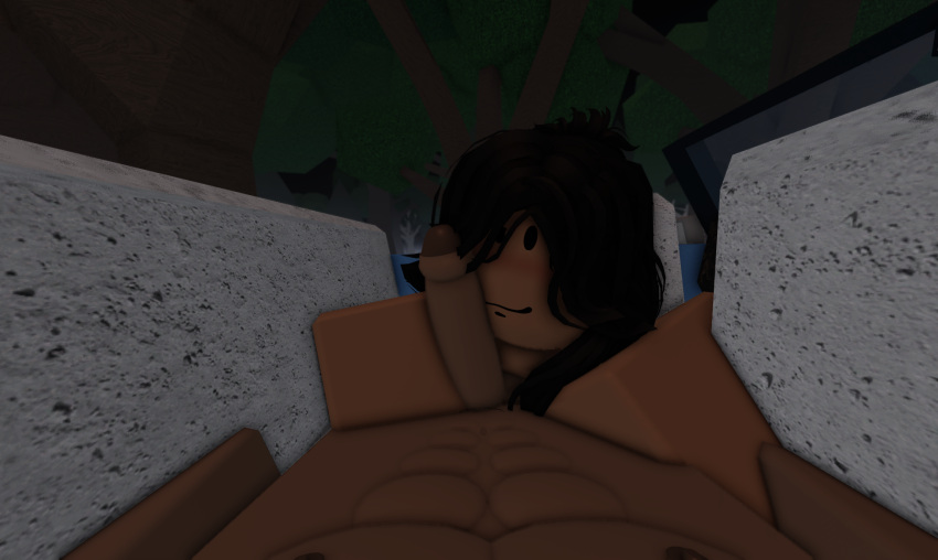 1boy 1girl 3d before_sex blocktrooper breasts dark-skinned_female dark-skinned_male handjob penis roblox roblox_game robloxian self_upload tagme thirlcrest_academy